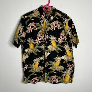 Cooke Street Hawaiian Mens Shirt Size Large Pineapple/roses Print 100% Cotton